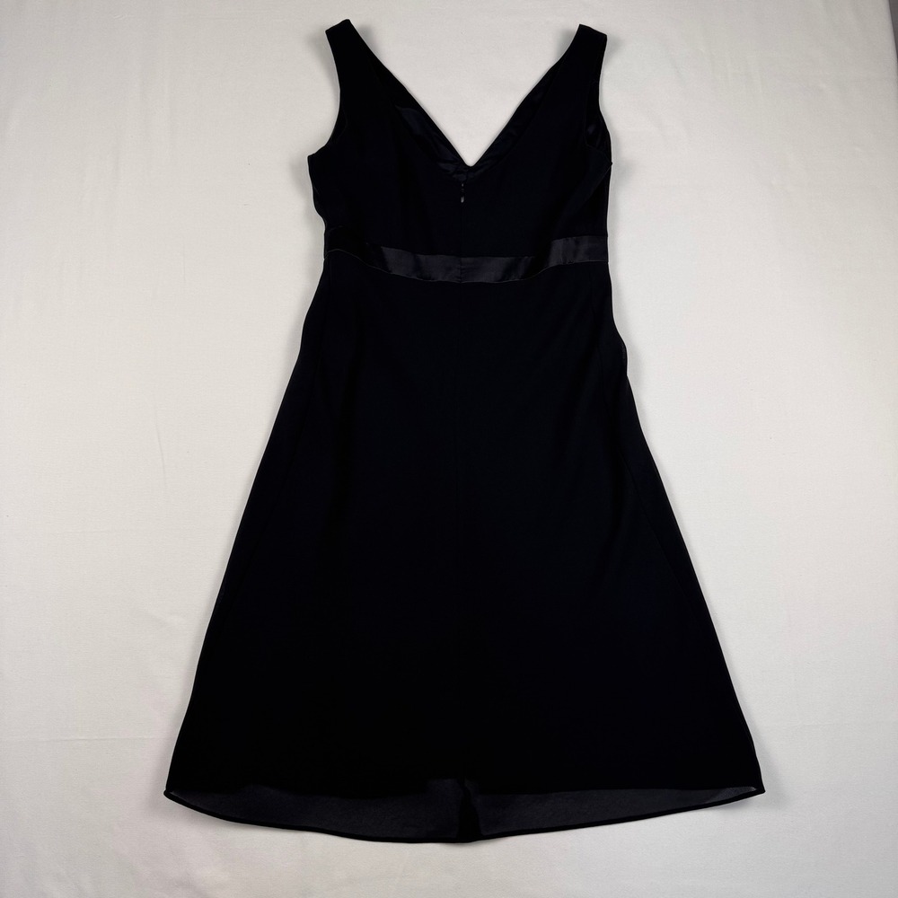 Jones New York Cocktail Dress Womens 4 Black Silk Trim V-Neck Chiffon - Picture 8 of 8
